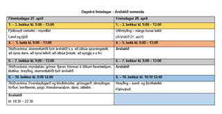 Listadagar og árshátíðir 27. og 28. apríl 